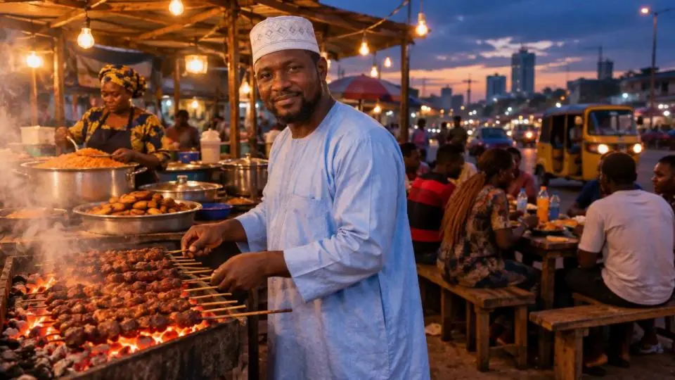 Suya grill at a night market